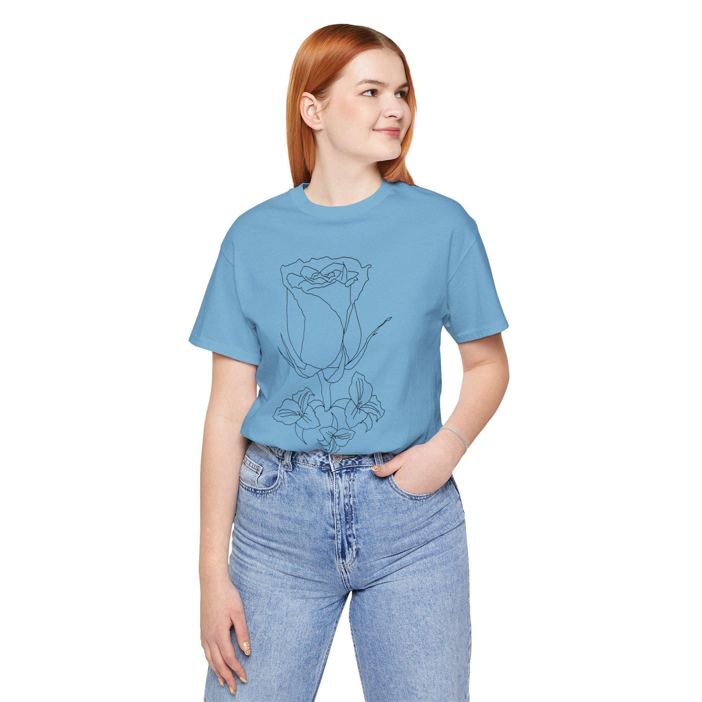 Elegant Floral Rose Tee, Minimalist T-Shirt, Gift for Her, Casual Wear, Spring Fashion, Birthday Gift, Nature Lover