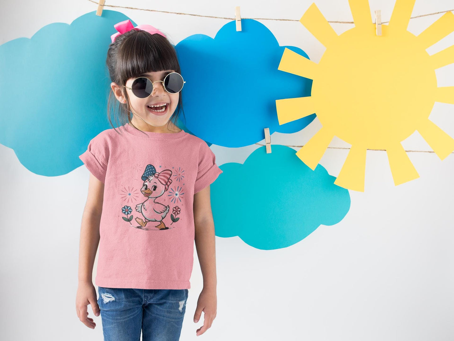 Kids Patriotic Duck T-Shirt, Boy and Girl Graphic Tee for July 4th, Summer BBQ, Independence Day, Red White Blue, Comfort Colors Wear.