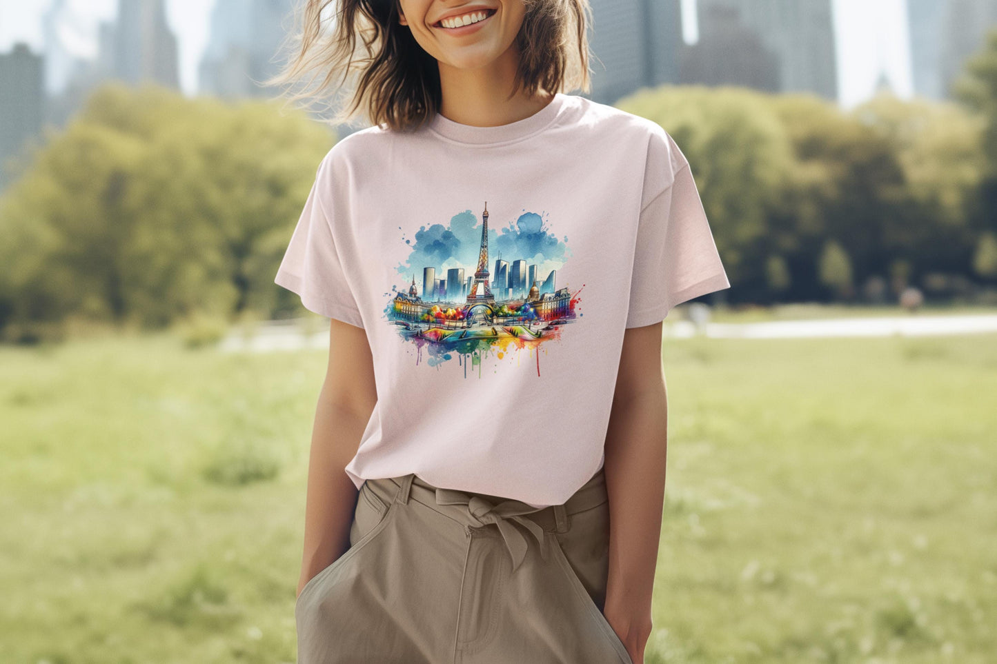 Paris en Couleur T-Shirt, Casual Fashion Tee, Gift for Travelers, Summer Wardrobe Essential, Eiffel Tower Art Shirt, Vacation Vibe Tee