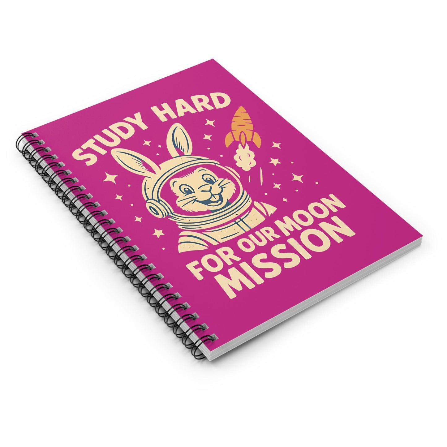 Astronaut Bunny Spiral Notebook - Study Hard for Our Moon Mission, Students Teachers STEM Gift Cute, Study Notes Planner Back to School