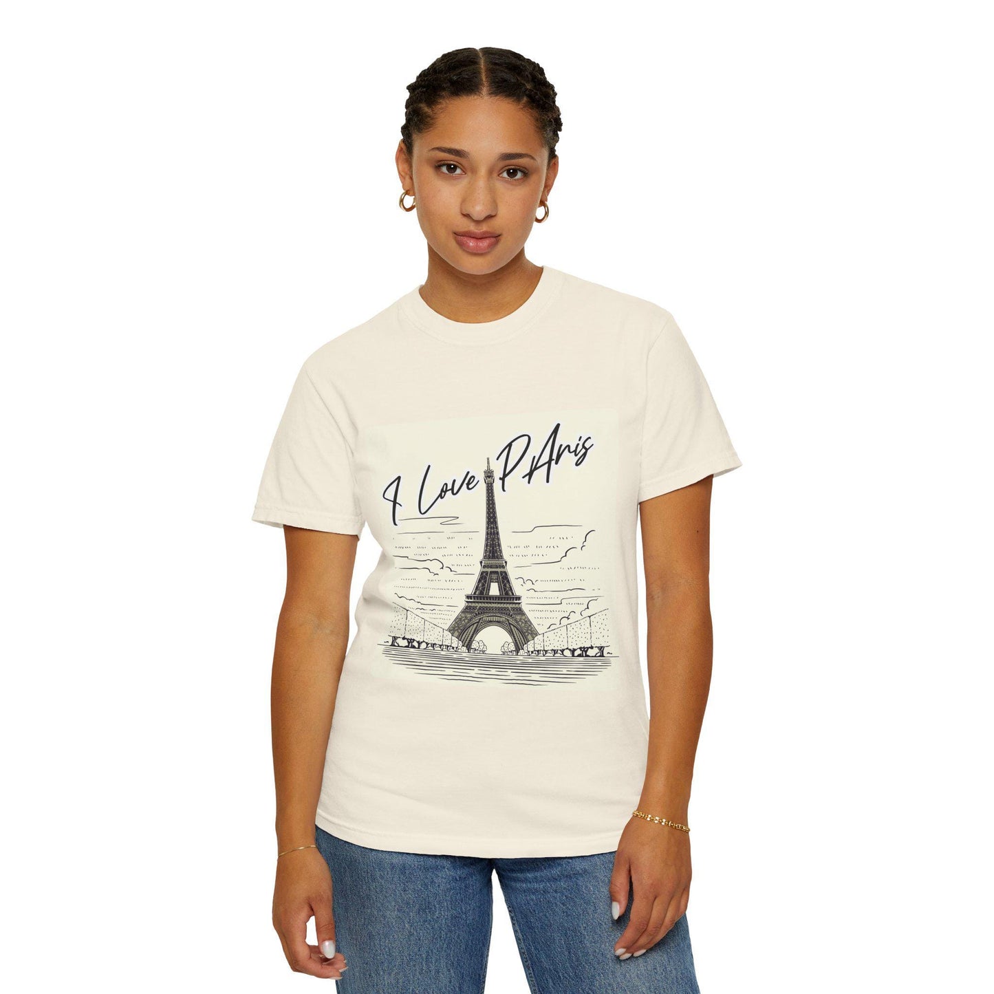 Paris Love T-Shirt, Casual Fashion Tee, Gift for Travelers, Summer Wardrobe Essential, Eiffel Tower Art Shirt, European Vacation Vibe Tee