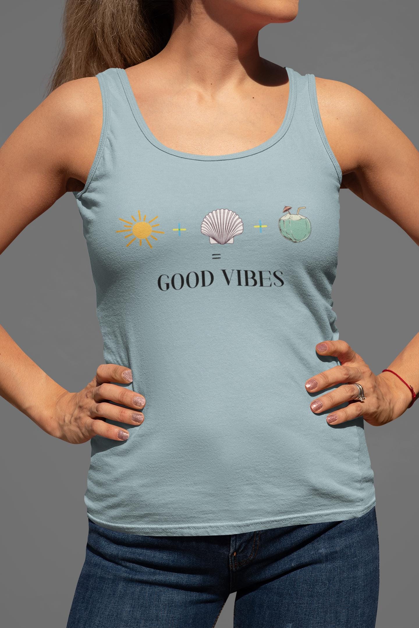 Sun Salt Sand Coconut Tank Top, Beach Vibes Graphic Tee, Summer Essentials for Casual Wear, Unisex Garment-Dyed Tank, Fun Holiday Weekend