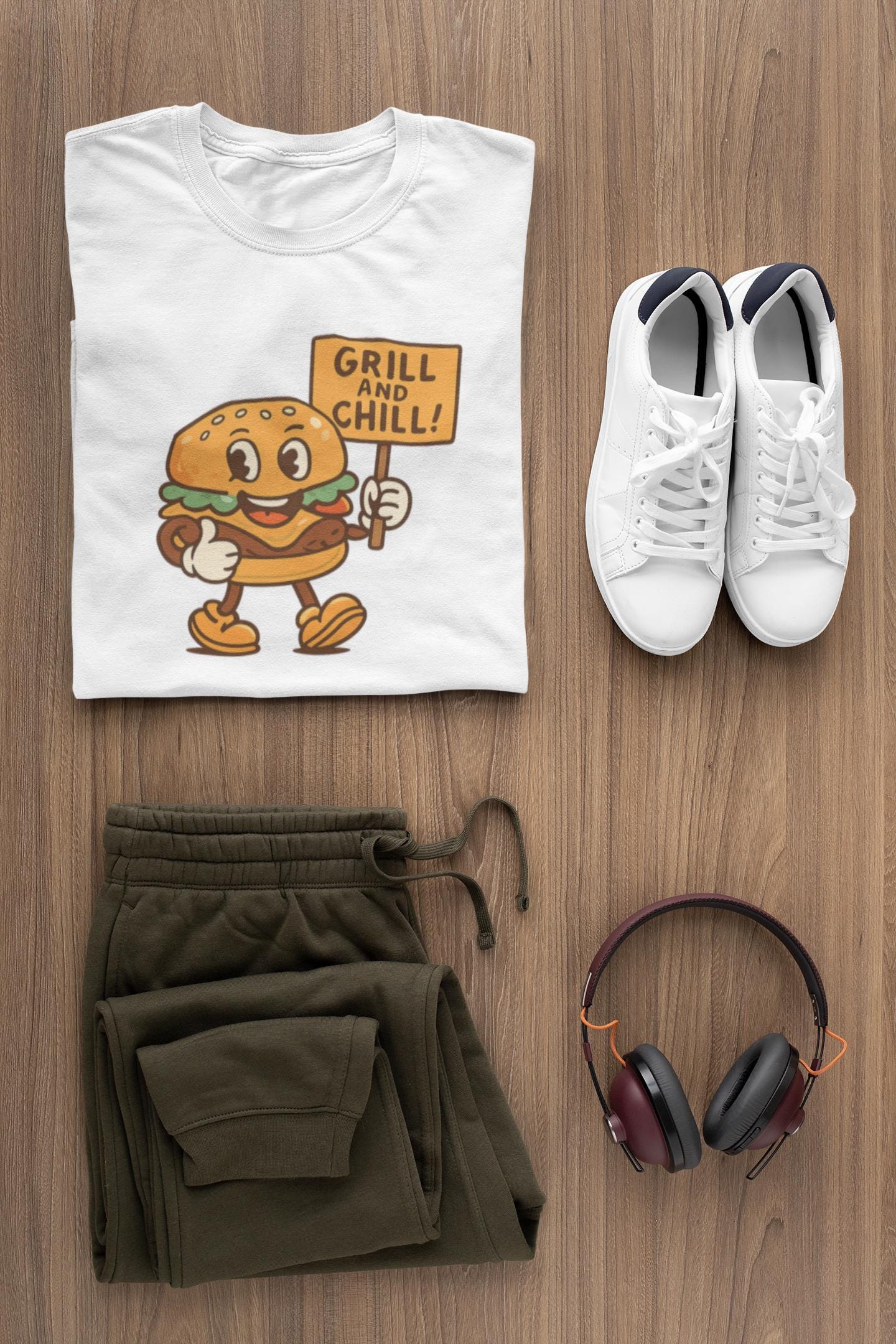 Kids Burger Grill & Chill TShirt, Fun Summer Tee, Party Apparel, Cartoon Graphic Kids Tee, Fun Gift for Little Chefs, Back to School Apparel