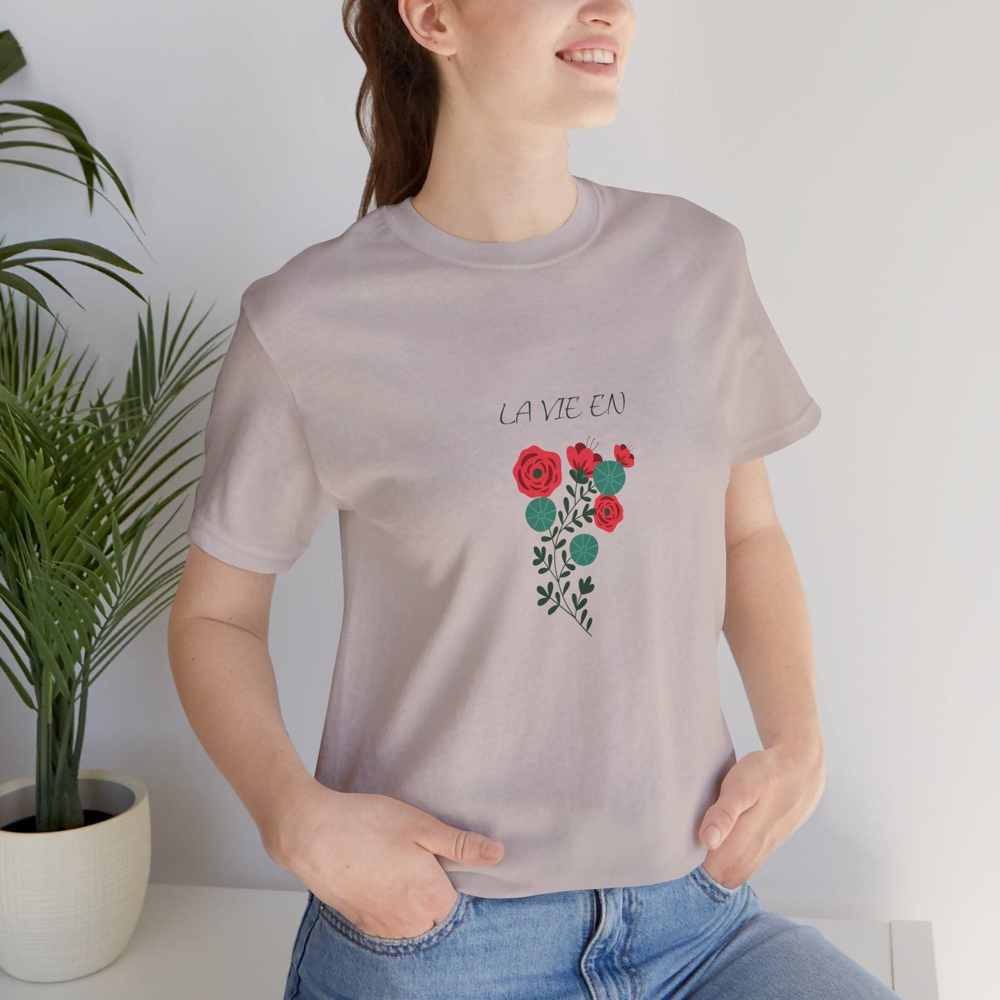 Floral Unisex Tee with Romantic Vibes, Perfect for Casual Spring Fall Summer Wear, Gifts, Valentine's Day, Plant Lovers, Everyday Style