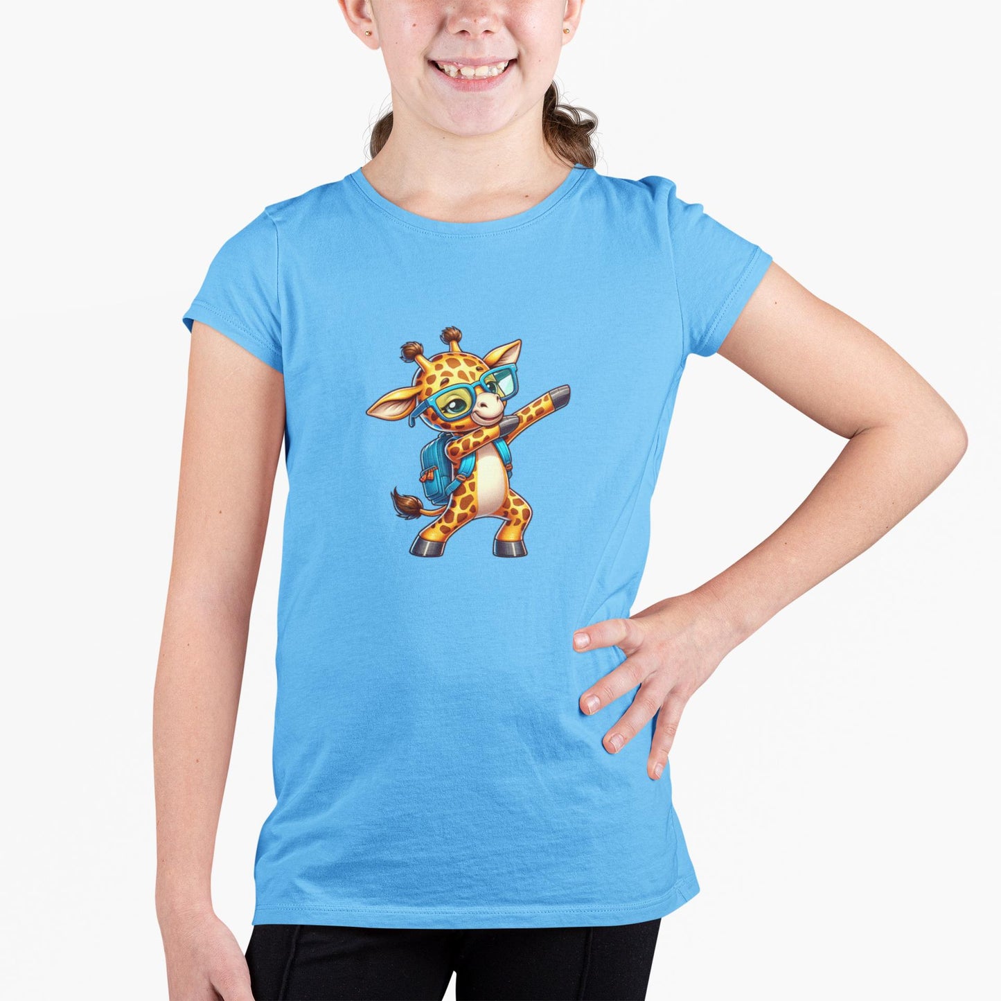 Kids Back to School Happy Giraffe T-Shirt, Floral Globe Graphic Tee, Fun Shirt for Children, Cool Back to School Clothing for Him and Her