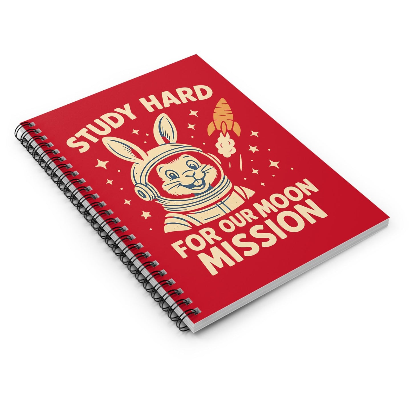 Astronaut Bunny Spiral Notebook - Study Hard for Our Moon Mission, Students Teachers STEM Gift Cute, Study Notes Planner Back to School