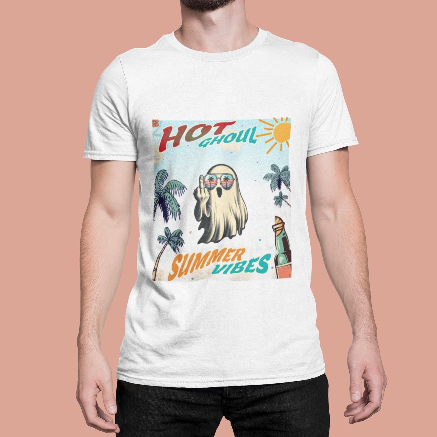 Summerween Ghost T-Shirt, Halloween Ghost TShirt, Funny Ghost Beach Party Tee, Spooky Ghost Tee, Trendy Summer Tee, Halloween Ghost TShirt,