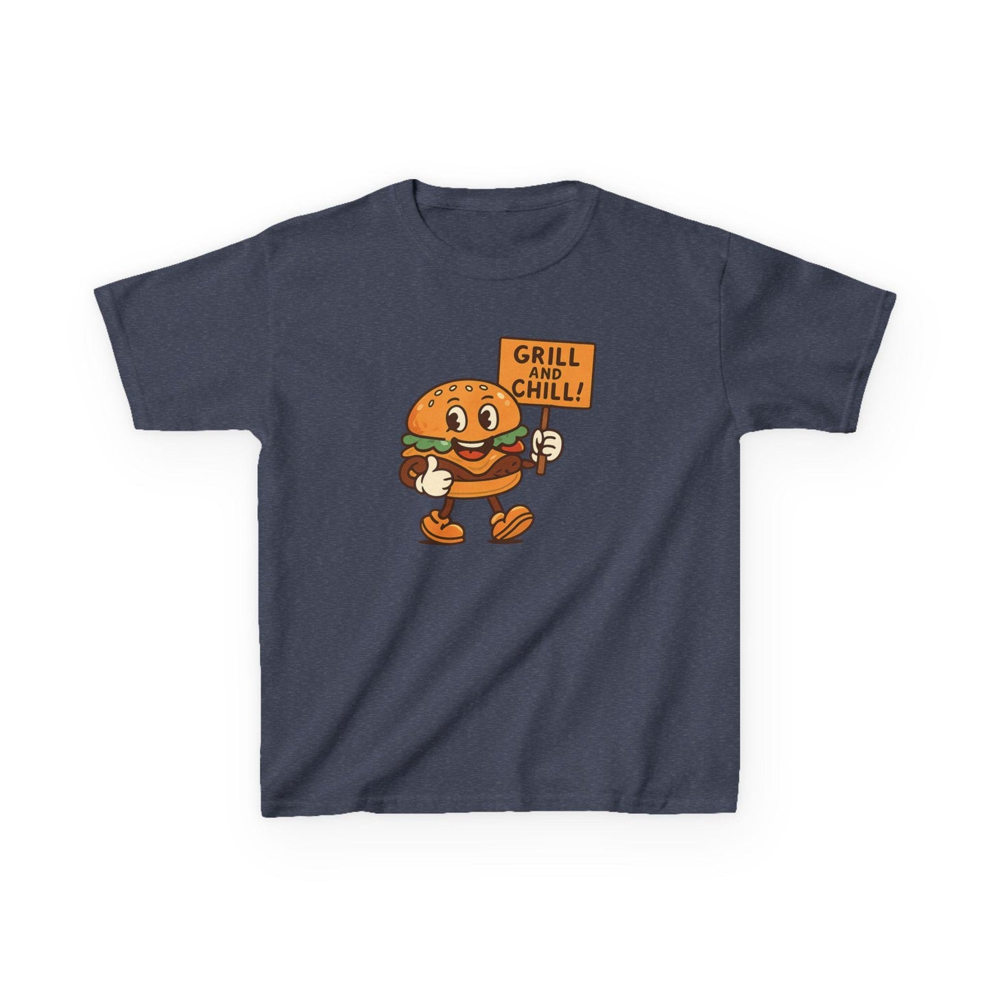 Kids Burger Grill & Chill TShirt, Fun Summer Tee, Party Apparel, Cartoon Graphic Kids Tee, Fun Gift for Little Chefs, Back to School Apparel