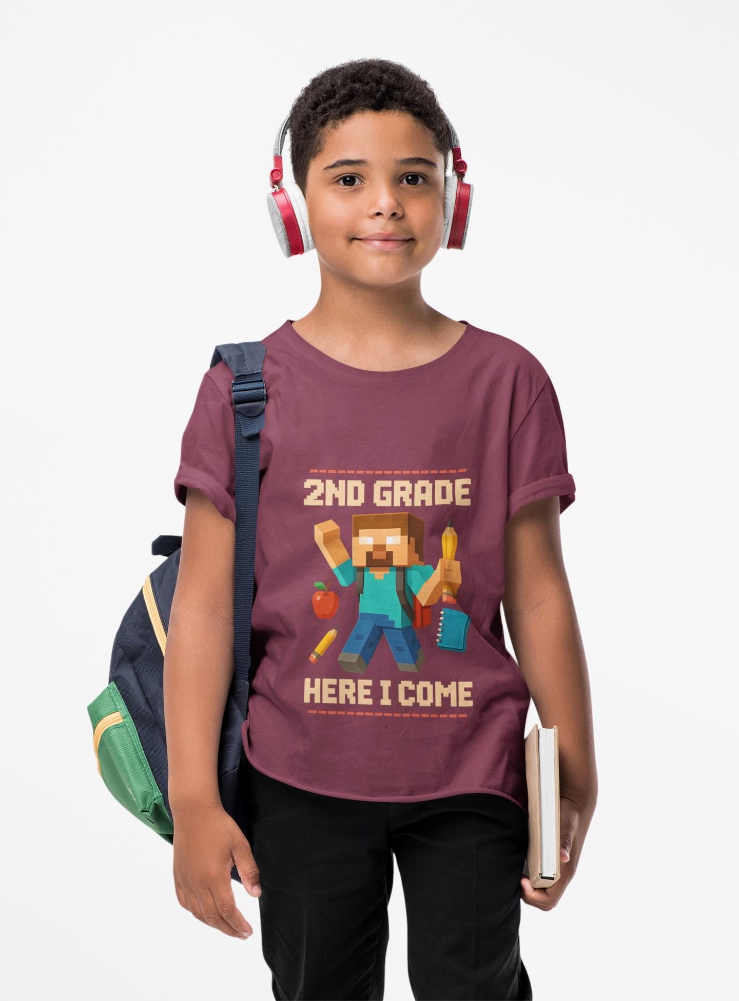 2nd Grade Here I Come Tee, Kids Cotton T-Shirt, Funny Back to School Children's T-Shirt Gift, Kids Birthday Present for Fisrt Day of School