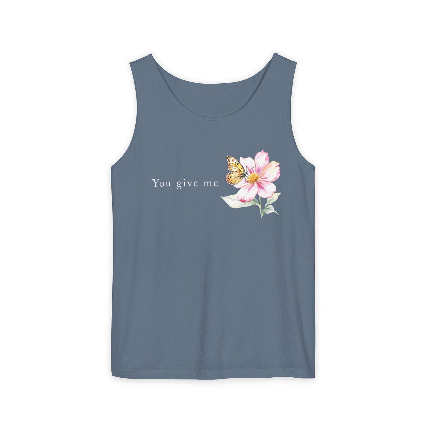 Whimsical Floral Butterfly Tank Top, Nature Lover Shirt, Everyday Casual Tee, Gift for Her, Spring Fashion Top, Eco-friendly Apparel, Unisex
