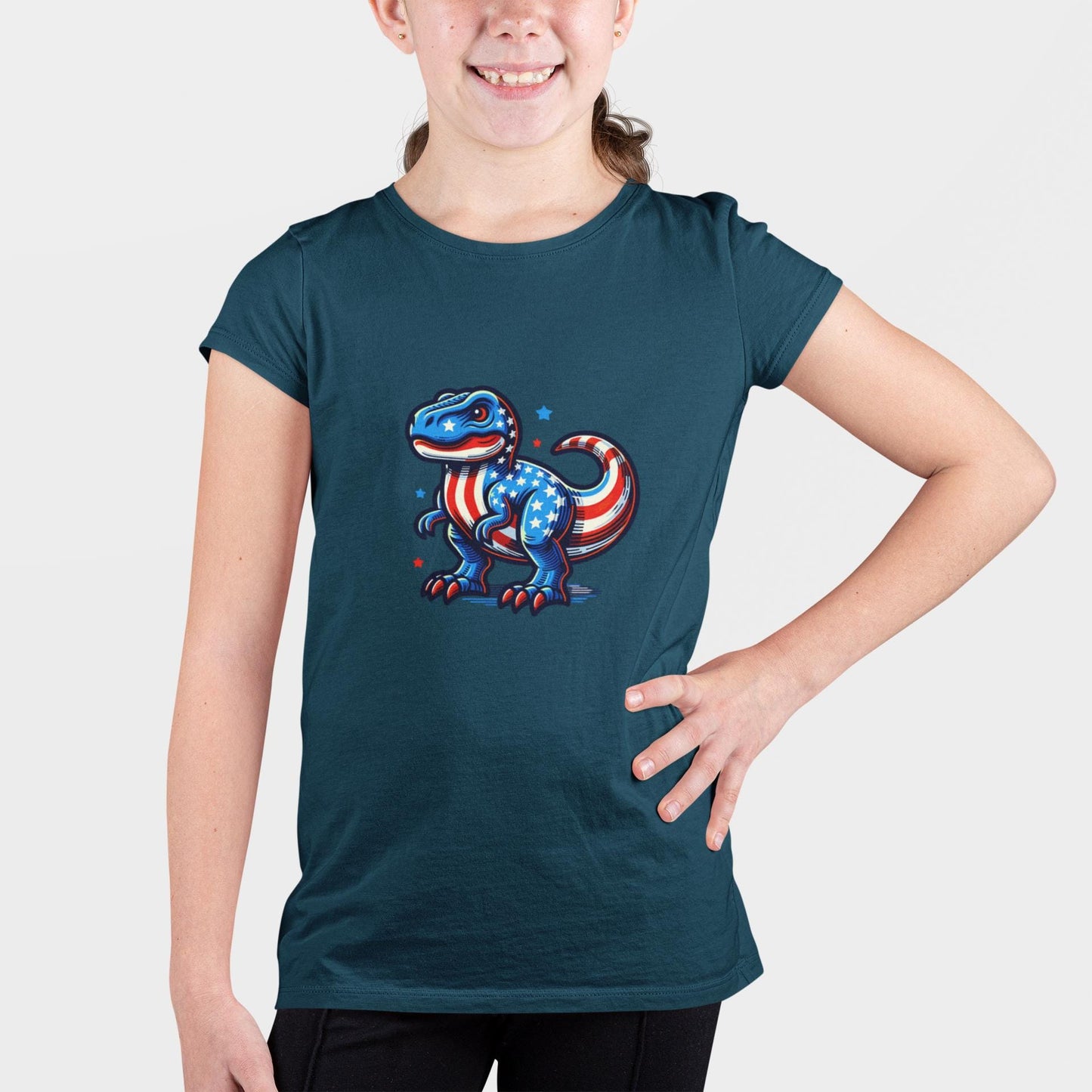 Dinosaur Fourth July Tee, Kids Dinosaur Graphic Tee, Fun Shirt for Children, Cool Summer Clothing, Funny Independence Day Gift For Kids