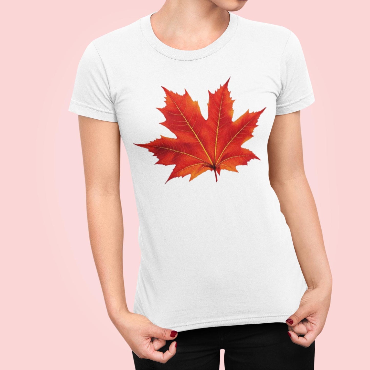 Autumn Red Maple Leaf Graphic T-Shirt, Fall Leaves Tee, Unisex Shirt, Nature Lover Gift, Thanksgiving Top