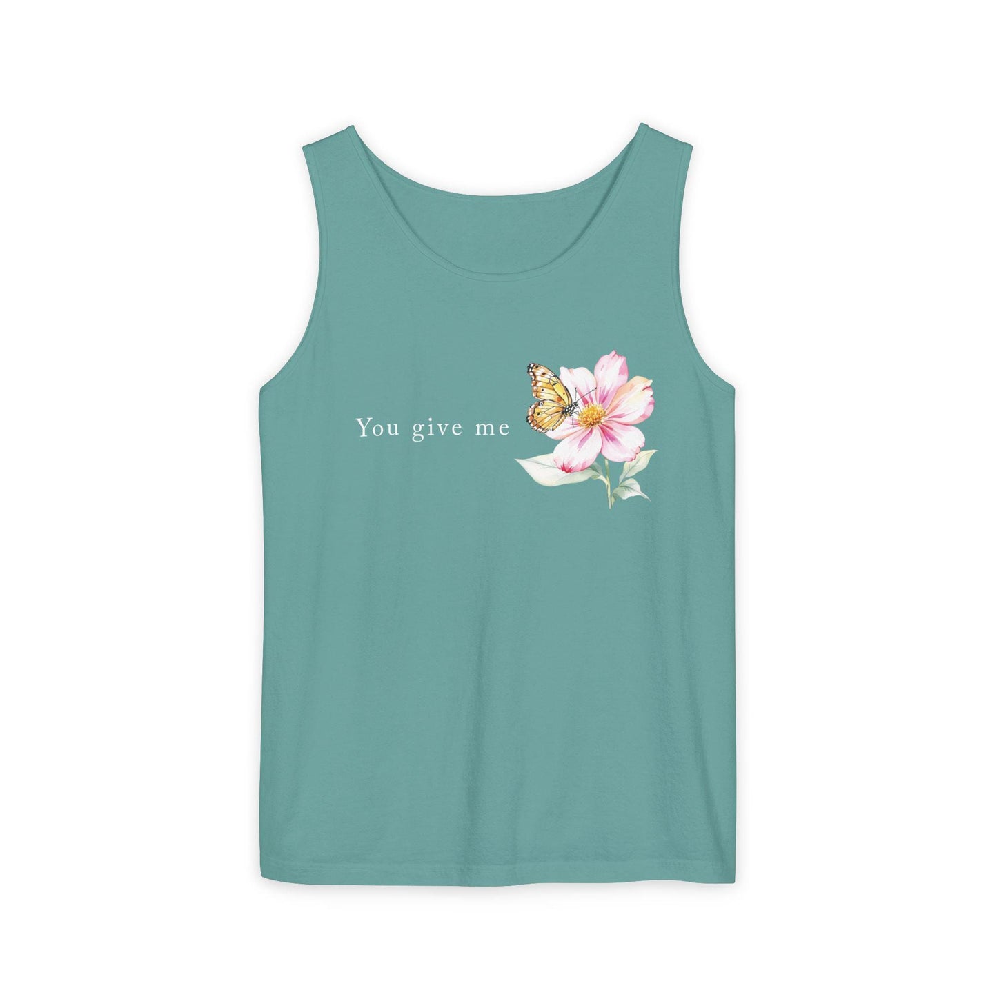 Whimsical Floral Butterfly Tank Top, Nature Lover Shirt, Everyday Casual Tee, Gift for Her, Spring Fashion Top, Eco-friendly Apparel, Unisex