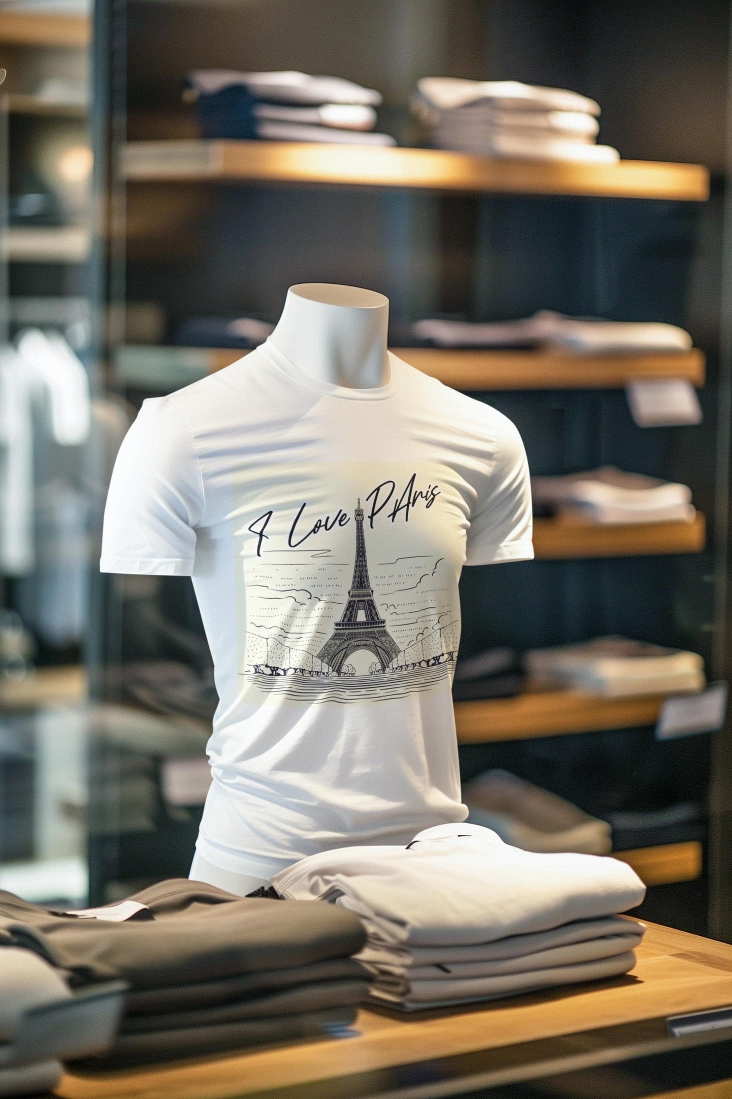 Paris Love T-Shirt, Casual Fashion Tee, Gift for Travelers, Summer Wardrobe Essential, Eiffel Tower Art Shirt, European Vacation Vibe Tee