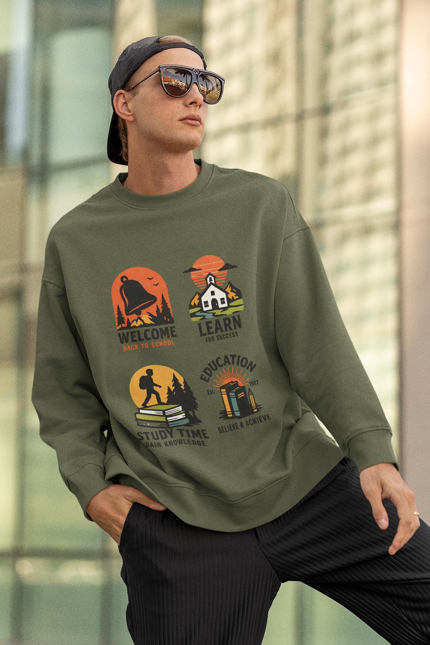 Kids Inspiring Sweatshirt - Welcome, Learn, Study Time, Fun Sweatshirt, Classroom Style, Back to School, Gift for Boy & Girl Back to School