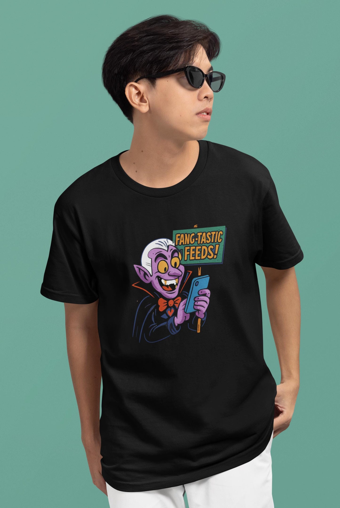 Fang-tastic Feeds Youth Tee, Halloween T-Shirt, Kids Graphic Tee, Cute Monster Shirt, Casual Wear Back to School Apparel for Boys & Girls