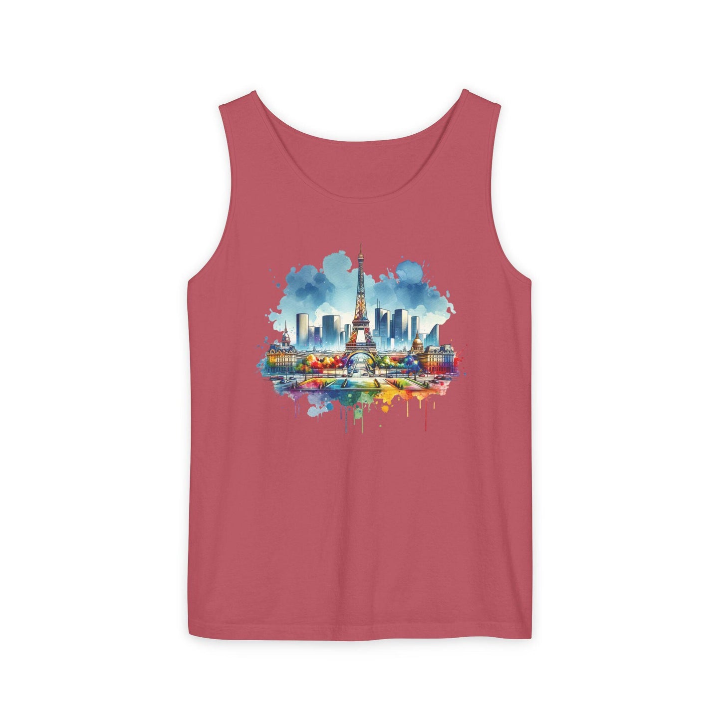 Paris en Couleur Tank Top, Eiffel Tower Art Shirt, Vacation Vibe Tee, Summer Wardrobe Essential, Casual Holiday Weekend Wear