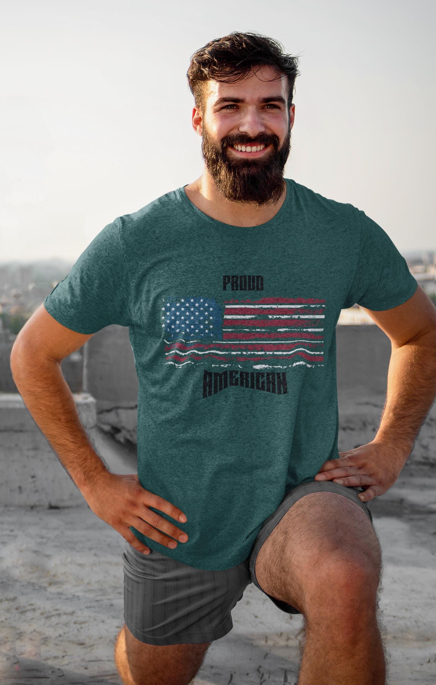 Proud American Graphic Tee, Unisex Short Sleeve Shirt, Patriotic Wear, USA Independence Day, Gift for Veterans, Casual Style