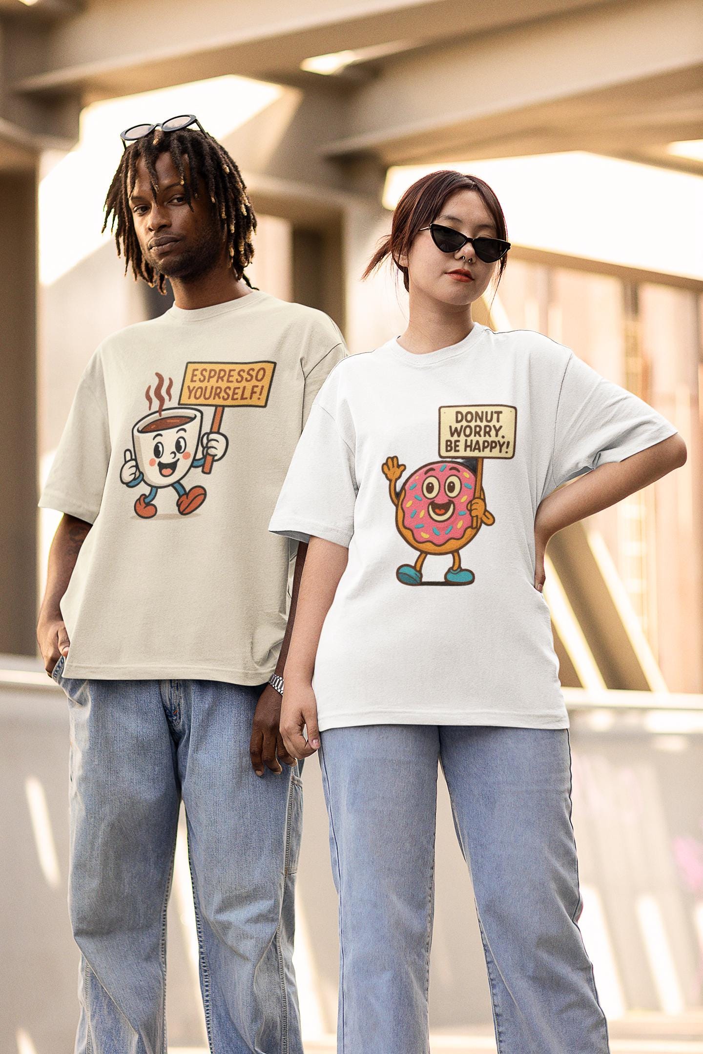 Donut Worry Be Happy T-Shirt - Fun and Inspirational Graphic Tee for Food Lovers, Perfect for Gifts, Casual Wear, Birthday, and Celebrations