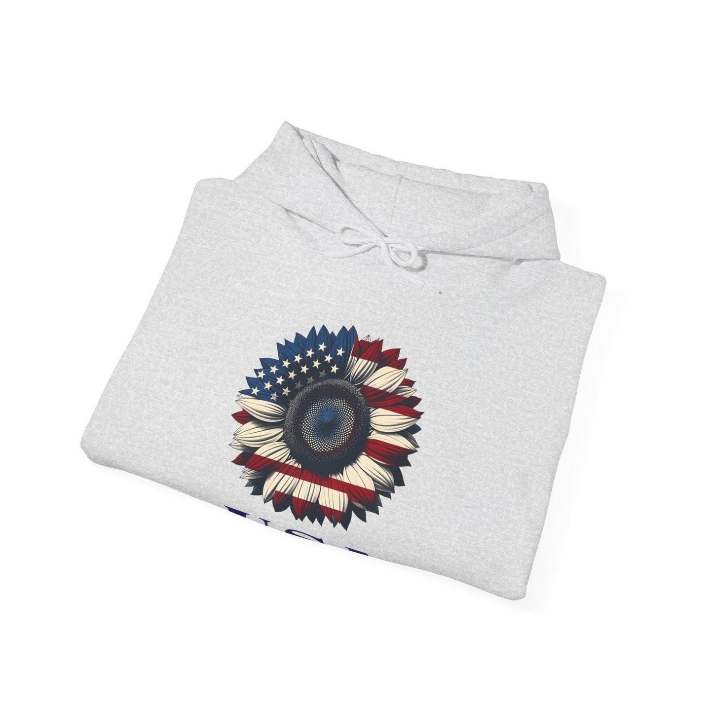 Patriotic USA Hoodie, Unisex Heavy Blend™ Sweatshirt, American Flag Apparel, 4th of July Gift, Cozy Casual Wear Sunflower Hoodie
