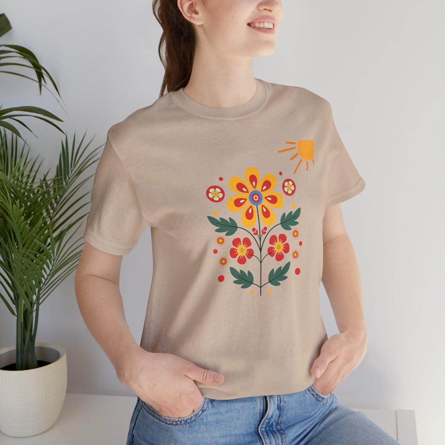 Boho Floral Tee, Nature Inspired Shirt, Spring Floral Top, Unisex Eco-Friendly T-Shirt, Perfect Gift for Garden Lovers, Summer Vibes