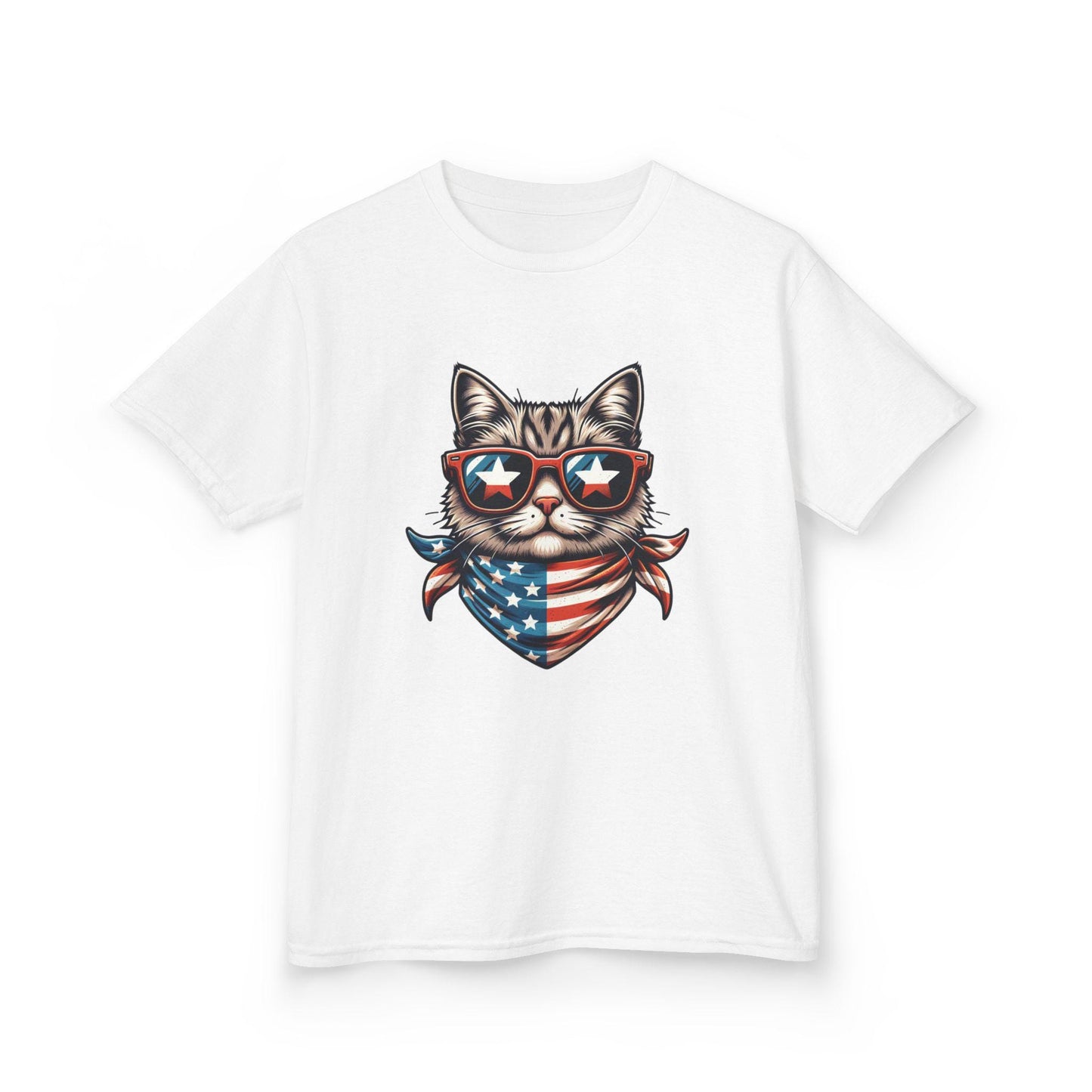 American Cool Cat 4th of July T-Shirt, July 4th Tee, Summer BBQ, Independence Day, Red White Blue, Comfort Colors, Back to School Clothing