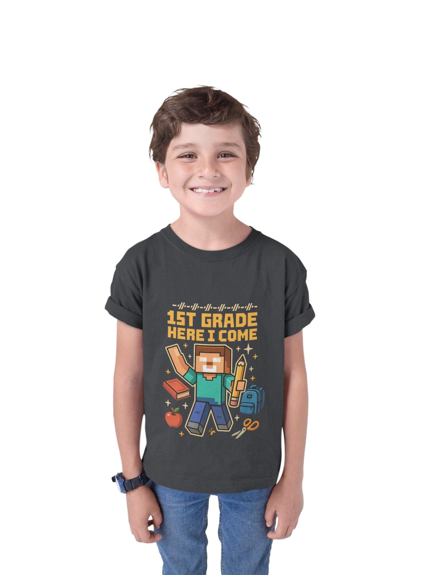 Minecraft Inspired 1st Grade Adventure Youth T-Shirt, Kids Tee, Back to School Gift for Students, Welcome Back T-Shirt, Back-to-School Tee