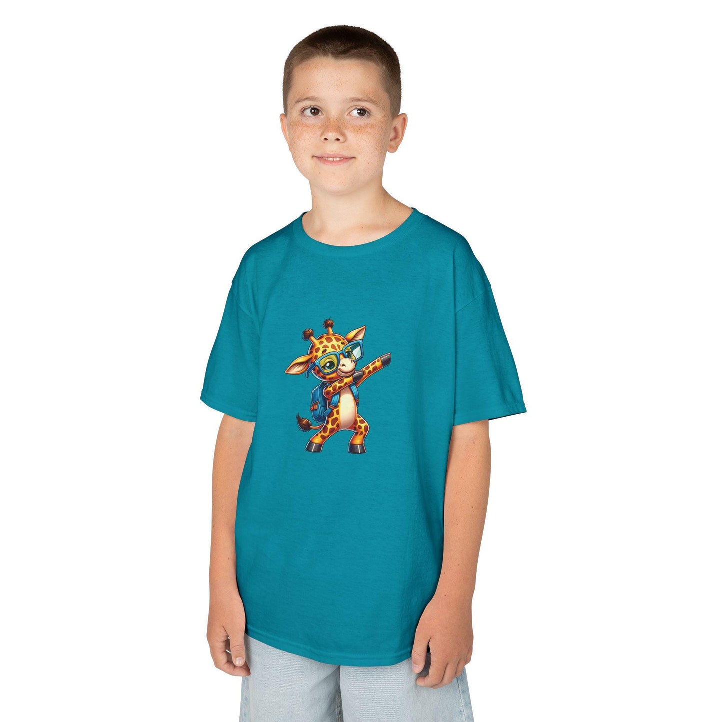 Kids Back to School Happy Giraffe T-Shirt, Floral Globe Graphic Tee, Fun Shirt for Children, Cool Back to School Clothing for Him and Her