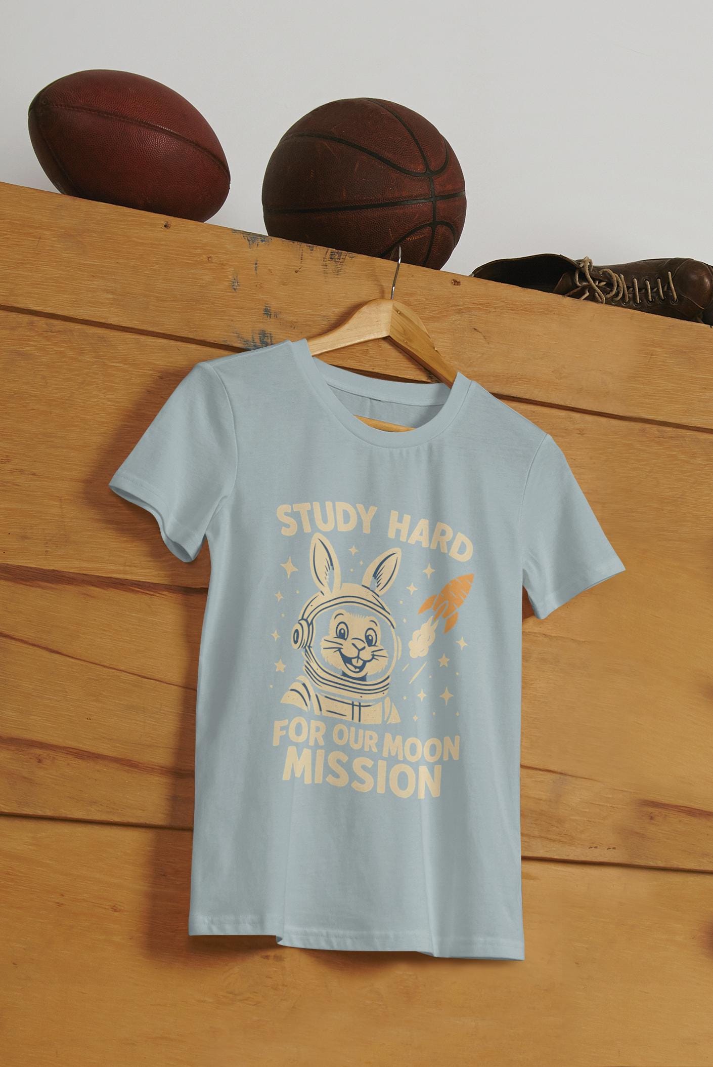 Astronaut Bunny Youth Tee, Study Hard Shirt, Back to School Gift for Students, Welcome Back T-Shirt, Back-to-School T-Shirt, Student Shirt