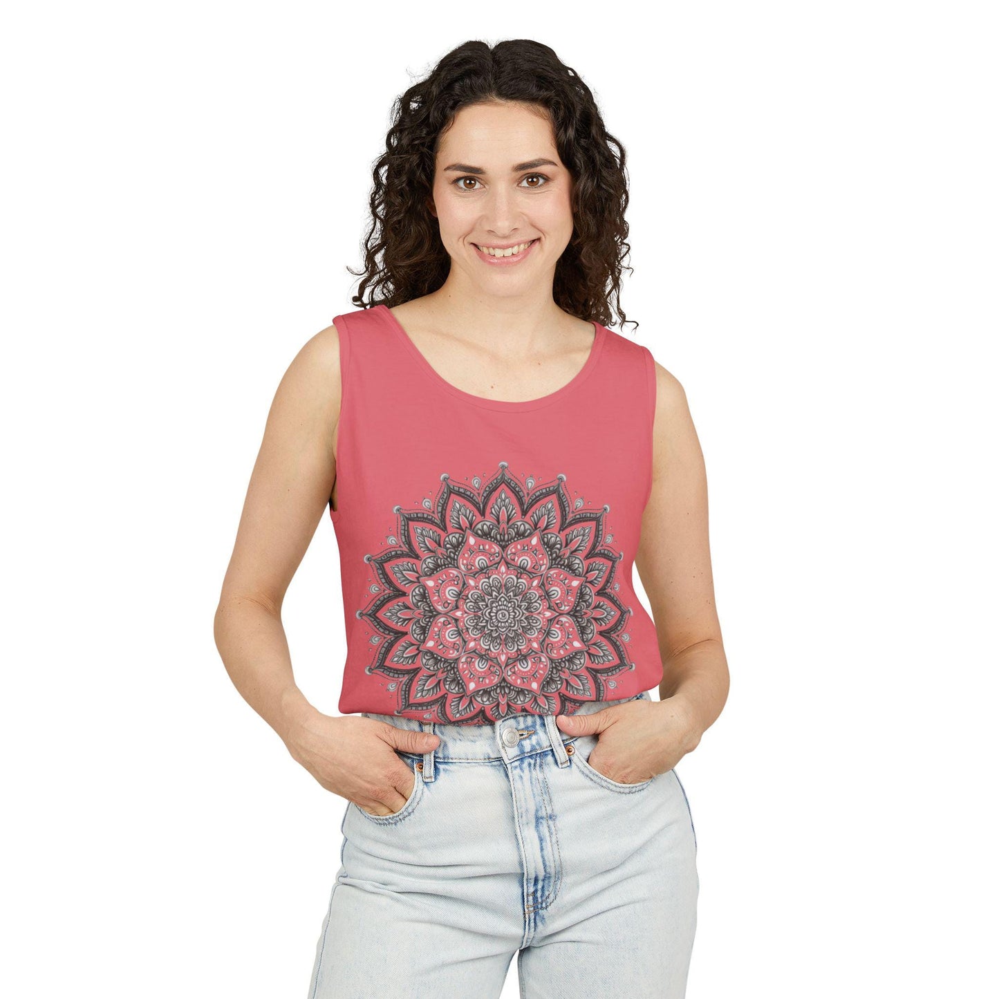 Mandala Graphic Tank Top, Meditation Spiritual Top, Neodiverse Astro Celestial Neo-Soul Top, Active Yoga Enthusiast Top, Hippie Minimalist,