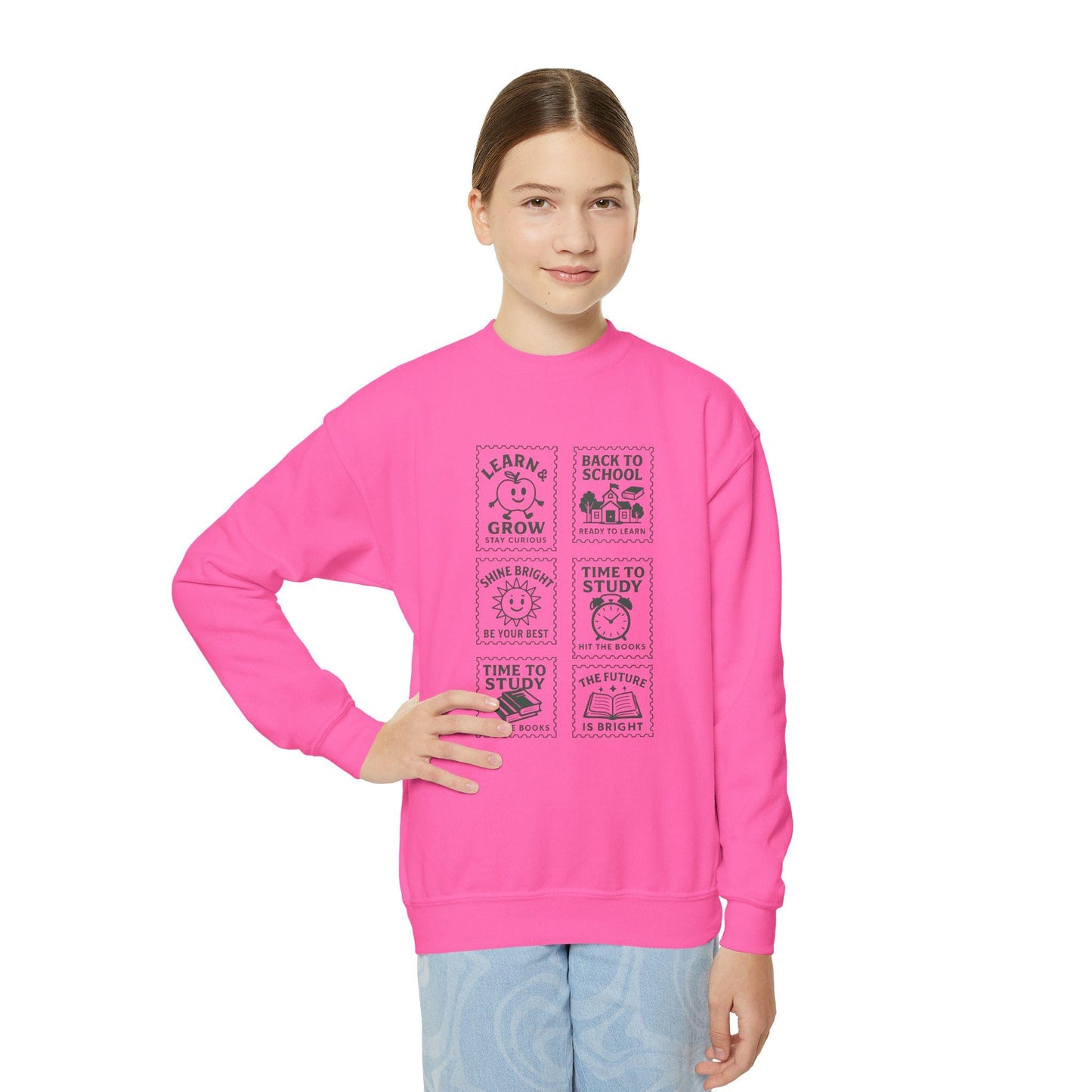 Youth Motivational Crewneck Sweatshirt, Back to School Gift, Study Motivation Apparel, Positive Quotes Sweatshirt, Comfortable Kids