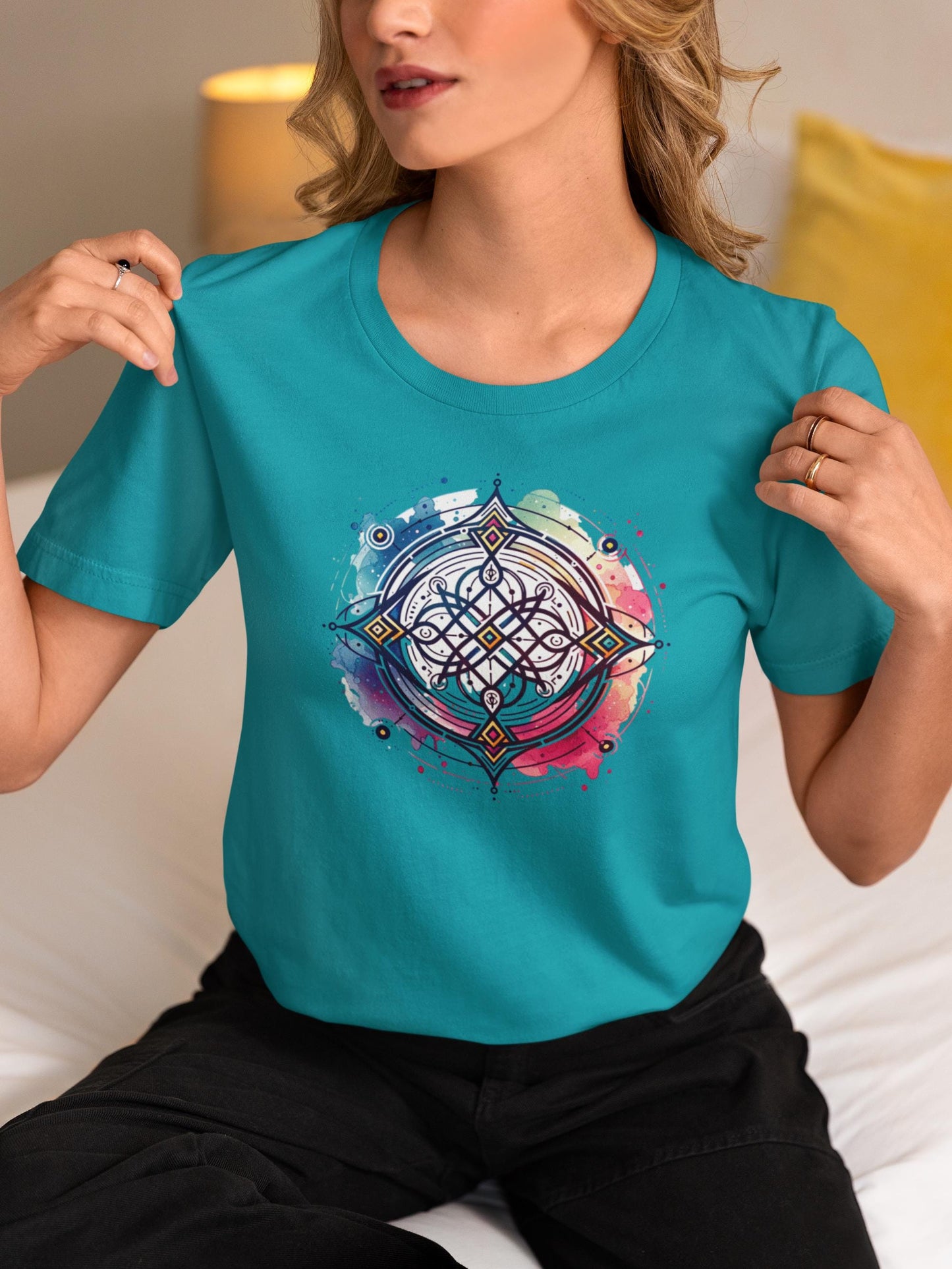 Neodiverse Astro Celestial Neo-Soul T-Shirt, Colorful Mandala Design, Boho Tee, Comfortable Casual Wear, Perfect for Festivals