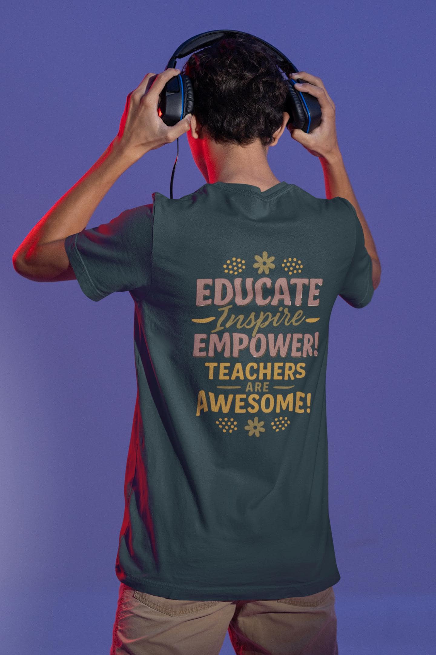 Educate Inspire Empower Teachers Are Awesome Beefy-T® Short-Sleeve T-Shirt, Great Gift for Educator, Ideal Back to School Tee, Teacher