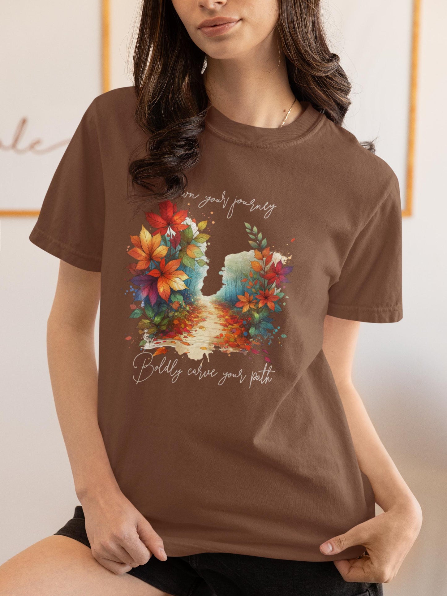 Colorful Autumn T-Shirt, Nature Vibe Tee, Comfort Colors, Own Your Journey, Boldly Carve Your Path, Inspiring Boho Casual Wear, Unisex