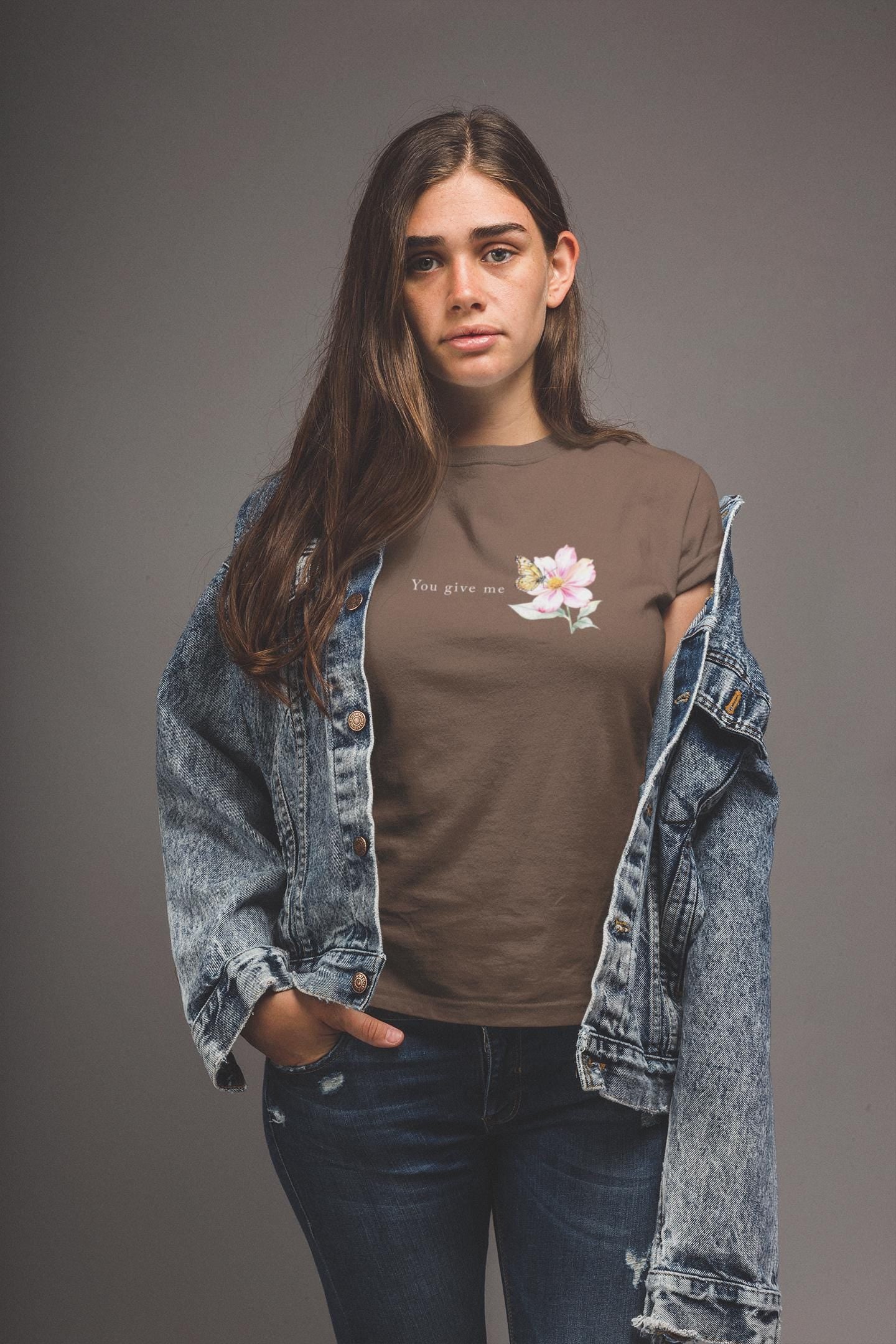 Whimsical Floral Butterfly T-Shirt, Nature Lover Shirt, Everyday Casual Tee, Gift for Her, Spring Fashion Top, Eco-friendly Apparel