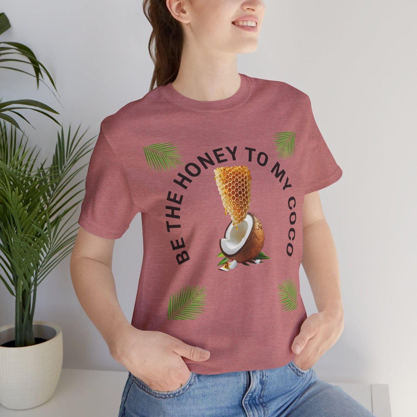 Honey to My Coco Tee | Short Sleeve T-Shirt | Beach Vibes, Casual Wear, Summer Outfit, Gift for Friends, Tropical Style, Fun Flirty Tee