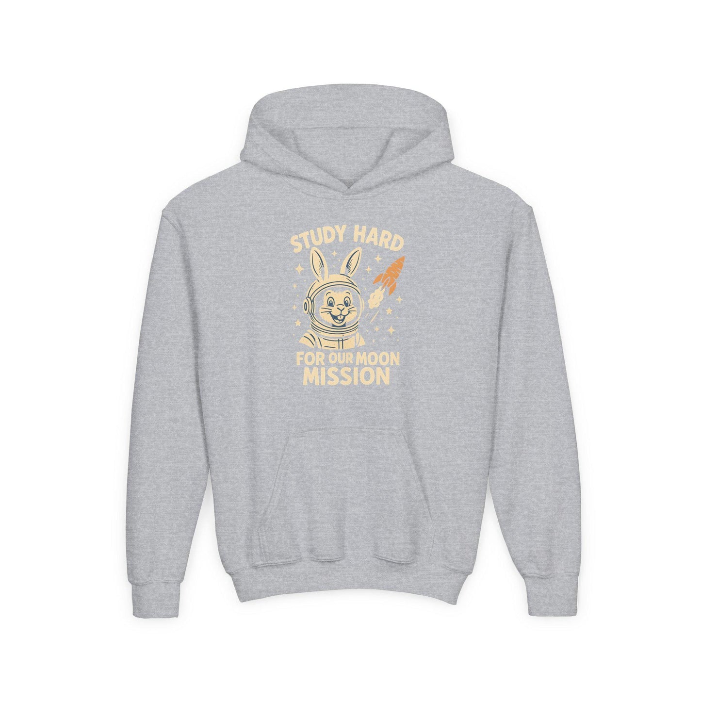 Astronaut Bunny Youth Hoodie, Study Hard Hoodie, Back to School Gift for Student, Welcome Back Hoodie, Back-to-School Hoodie, Student Hoodie