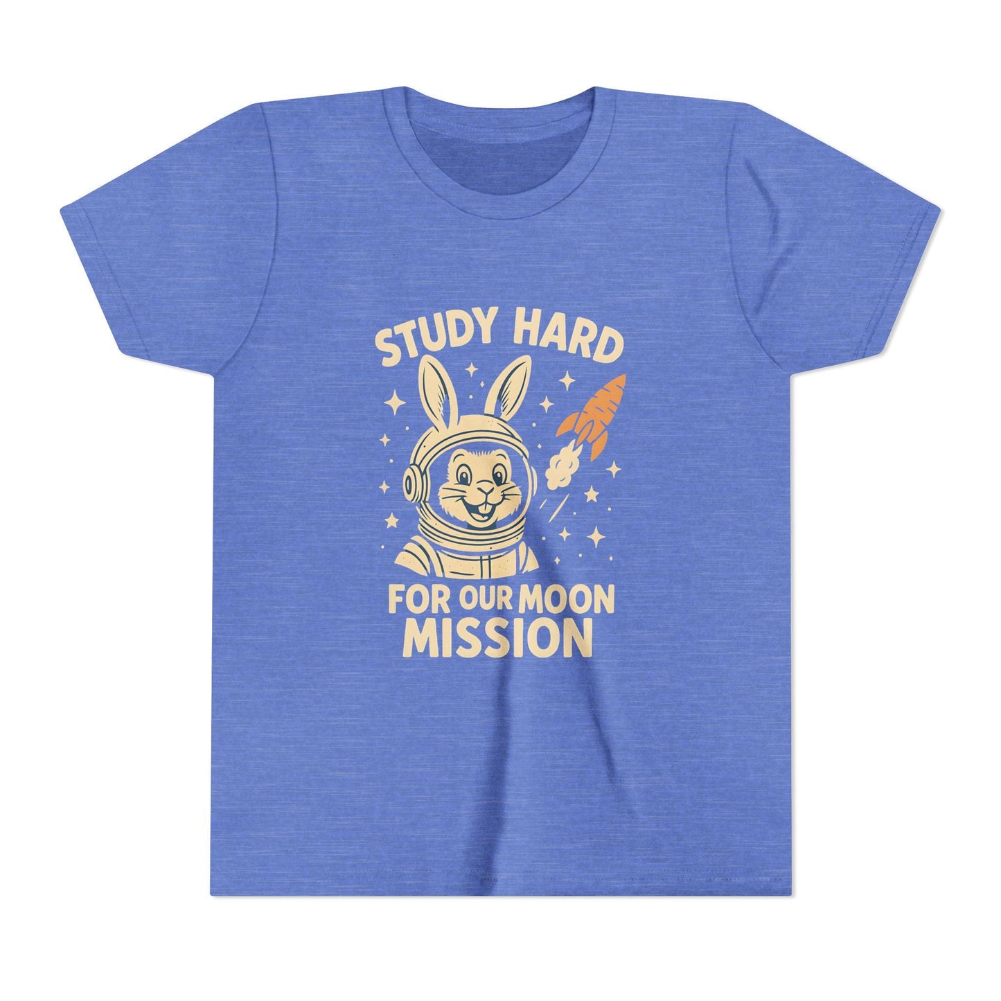 Astronaut Bunny Youth Tee, Study Hard Shirt, Back to School Gift for Students, Welcome Back T-Shirt, Back-to-School T-Shirt, Student Shirt
