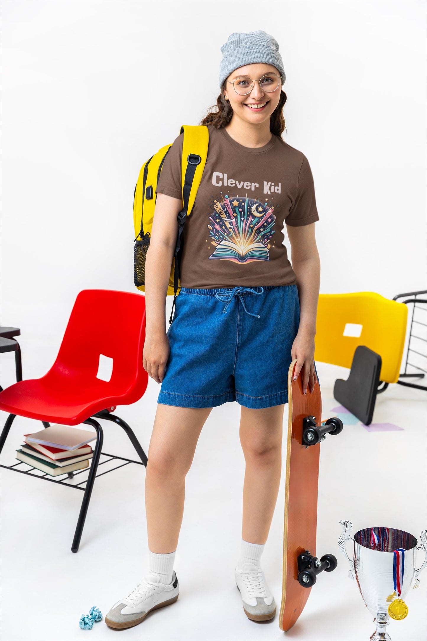 Clever Kid Tee, Kids T-Shirt, Fun Cotton Tee for Young Scholar, Gift for Children, Birthday Gift, Back to School for Reading Enthusiast Tee