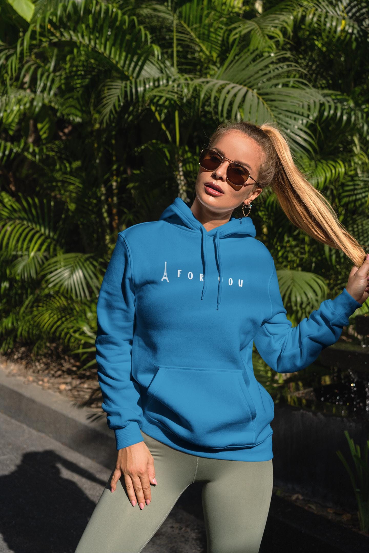 Eiffel in Love Unisex Hoodie, Fun Playful Summer Beach Hoodie, Flirty French Kiss Top, Paris Vacation Hoodie, Romantic Hoodie for Him/Her
