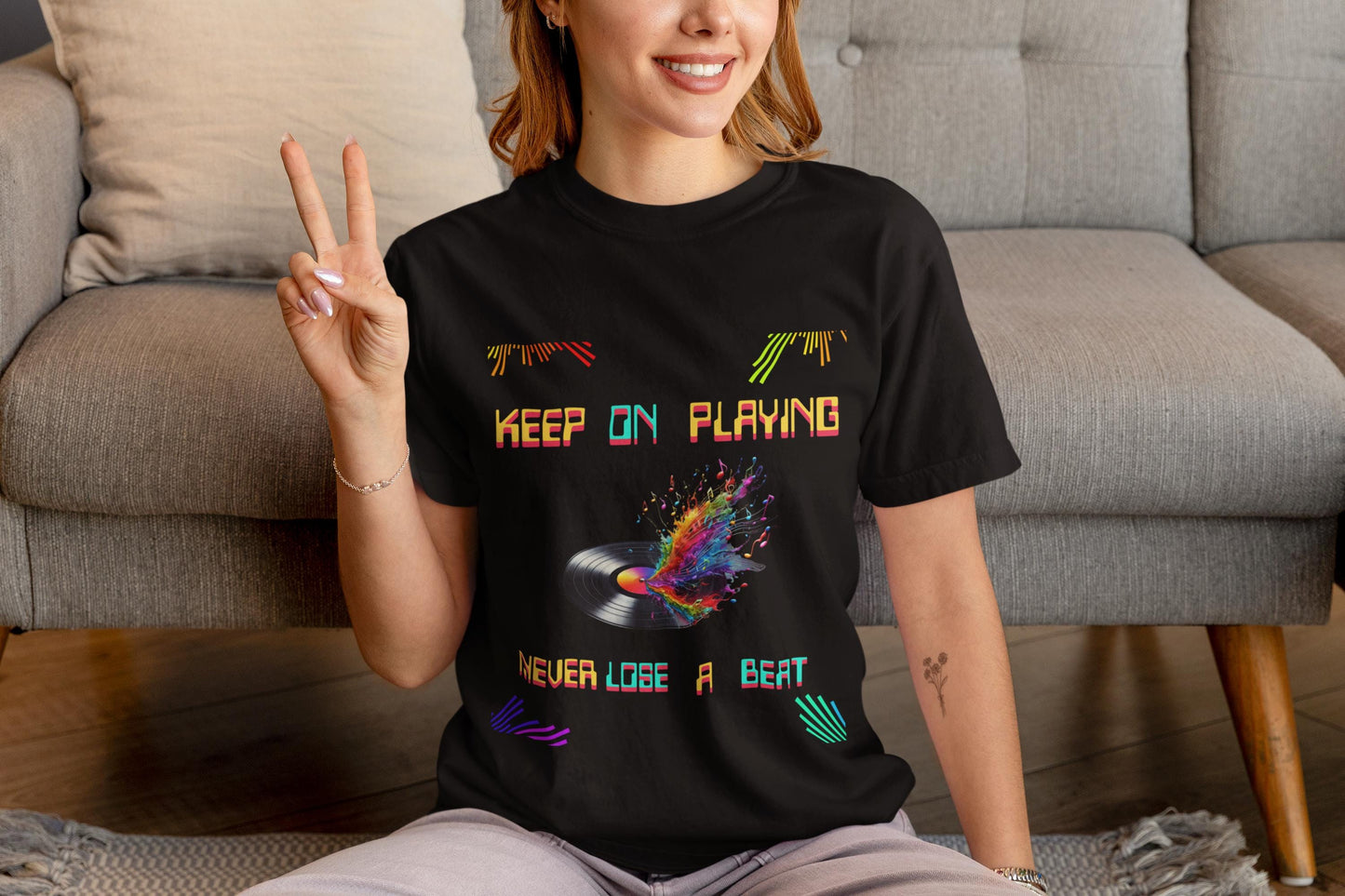 Vibrant Music Tee - Unisex Garment-Dyed T-shirt, Playful Vintage Shirt, Perfect for Musicians, Gifts for Music Lovers, Festival Apparel