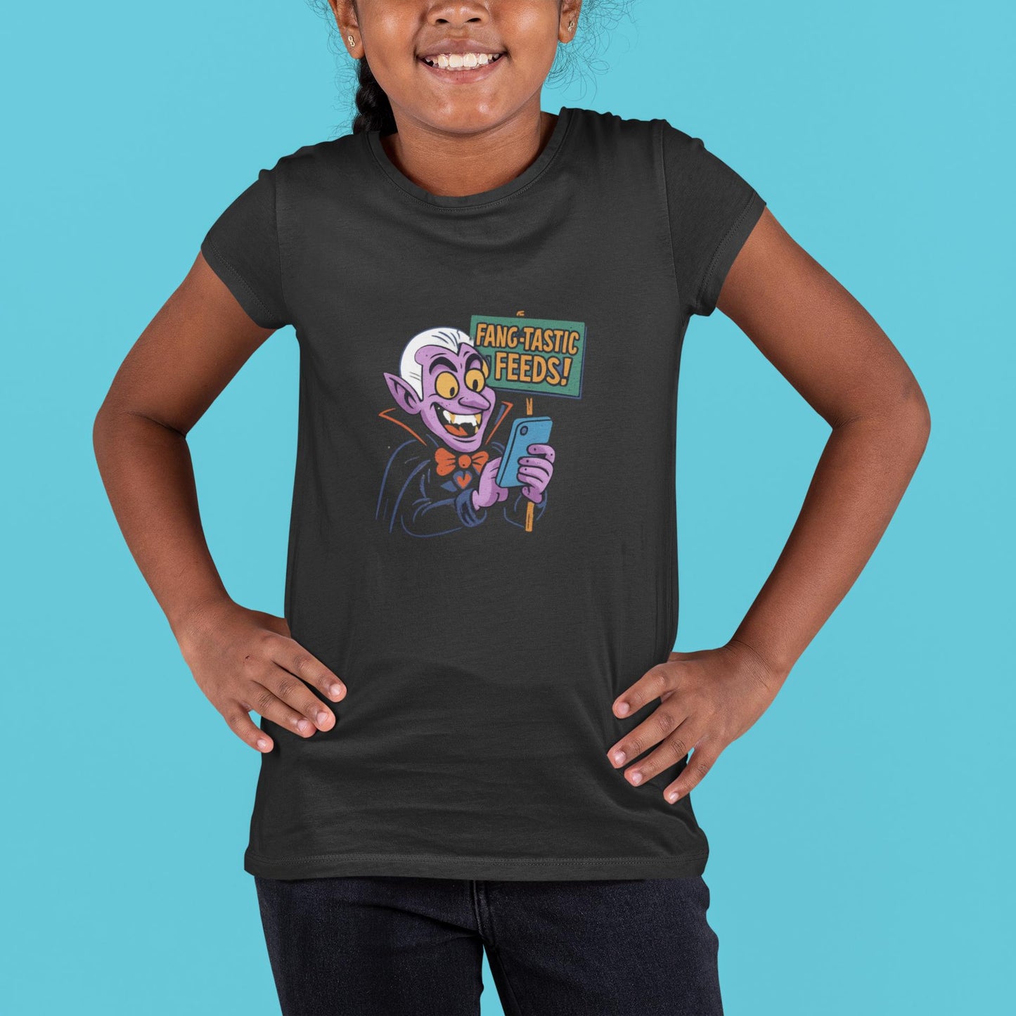 Fang-tastic Feeds Youth Tee, Halloween T-Shirt, Kids Graphic Tee, Cute Monster Shirt, Casual Wear Back to School Apparel for Boys & Girls