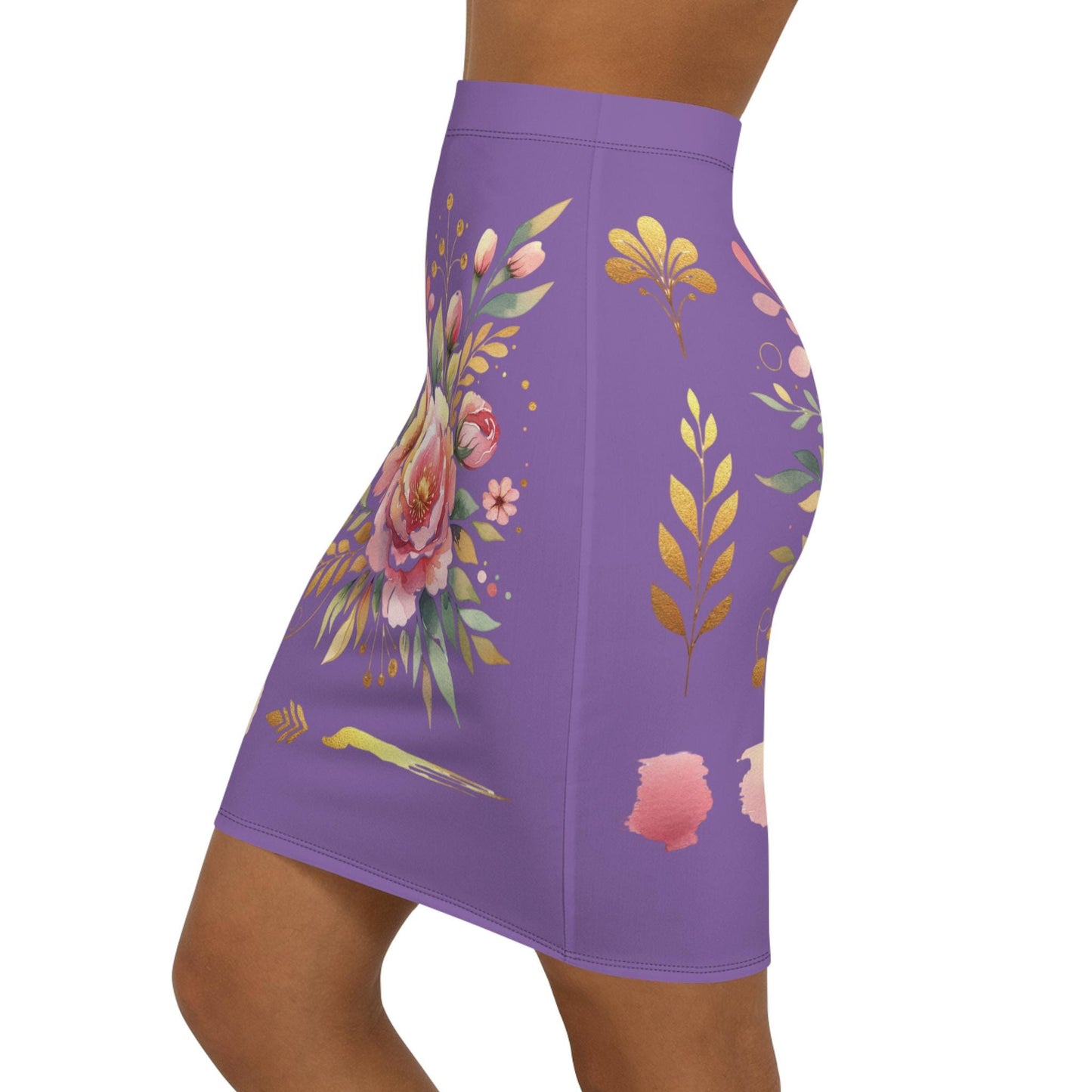 Floral Women's Mid-Waist Pencil Skirt, Chic Design for Everyday, Office Wear, Floral Fashion Statement, Gift for Her, Fun Spring Summer Wear