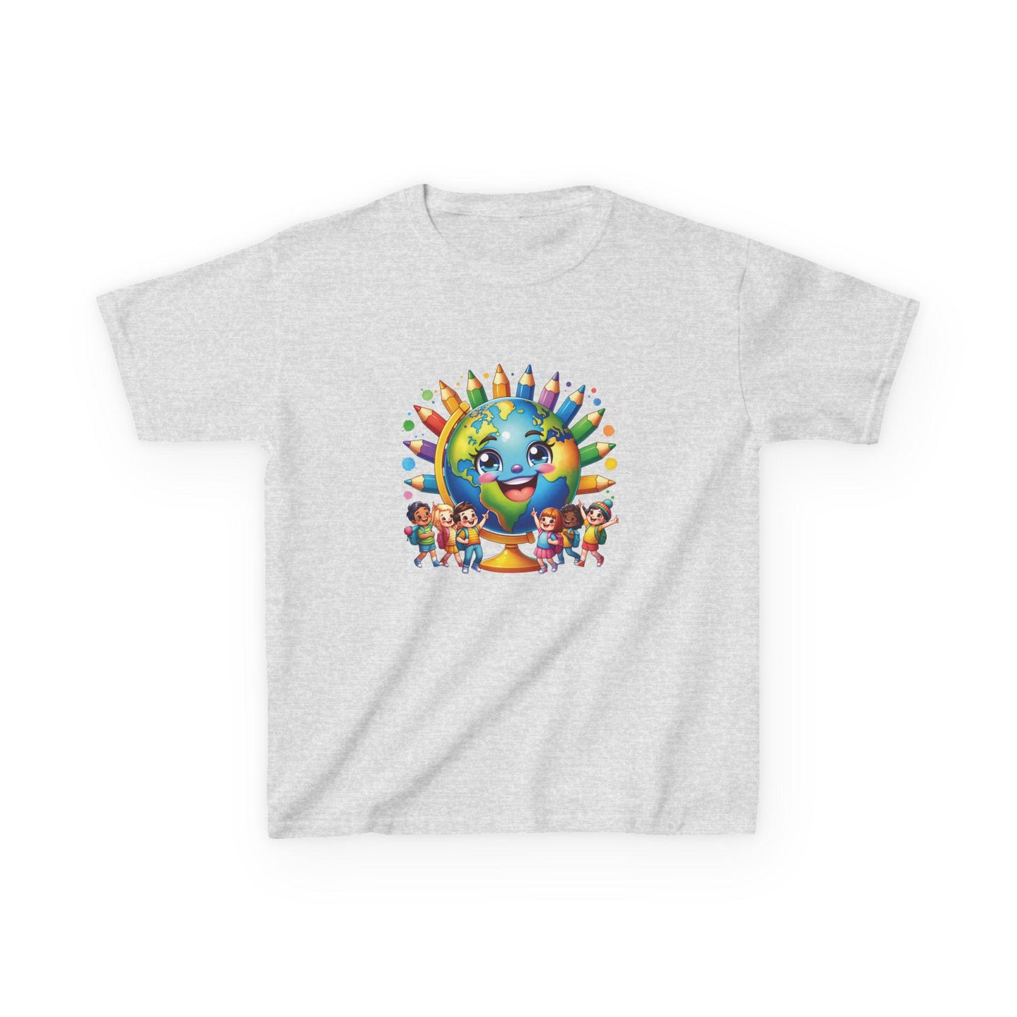Kids Back to School T-Shirt, Cheerful Globe Graphic Tee, Fun Shirt for Children, Cool Back to School Clothing for Him and her, Gift For Kids