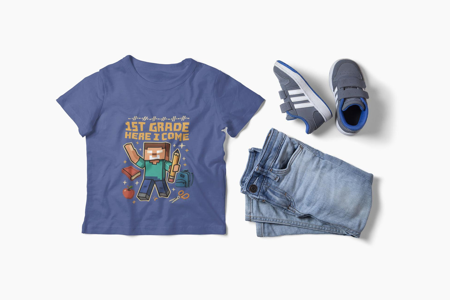 Minecraft Inspired 1st Grade Adventure Youth T-Shirt, Kids Tee, Back to School Gift for Students, Welcome Back T-Shirt, Back-to-School Tee