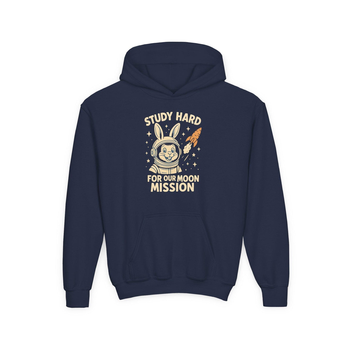 Astronaut Bunny Youth Hoodie, Study Hard Hoodie, Back to School Gift for Student, Welcome Back Hoodie, Back-to-School Hoodie, Student Hoodie