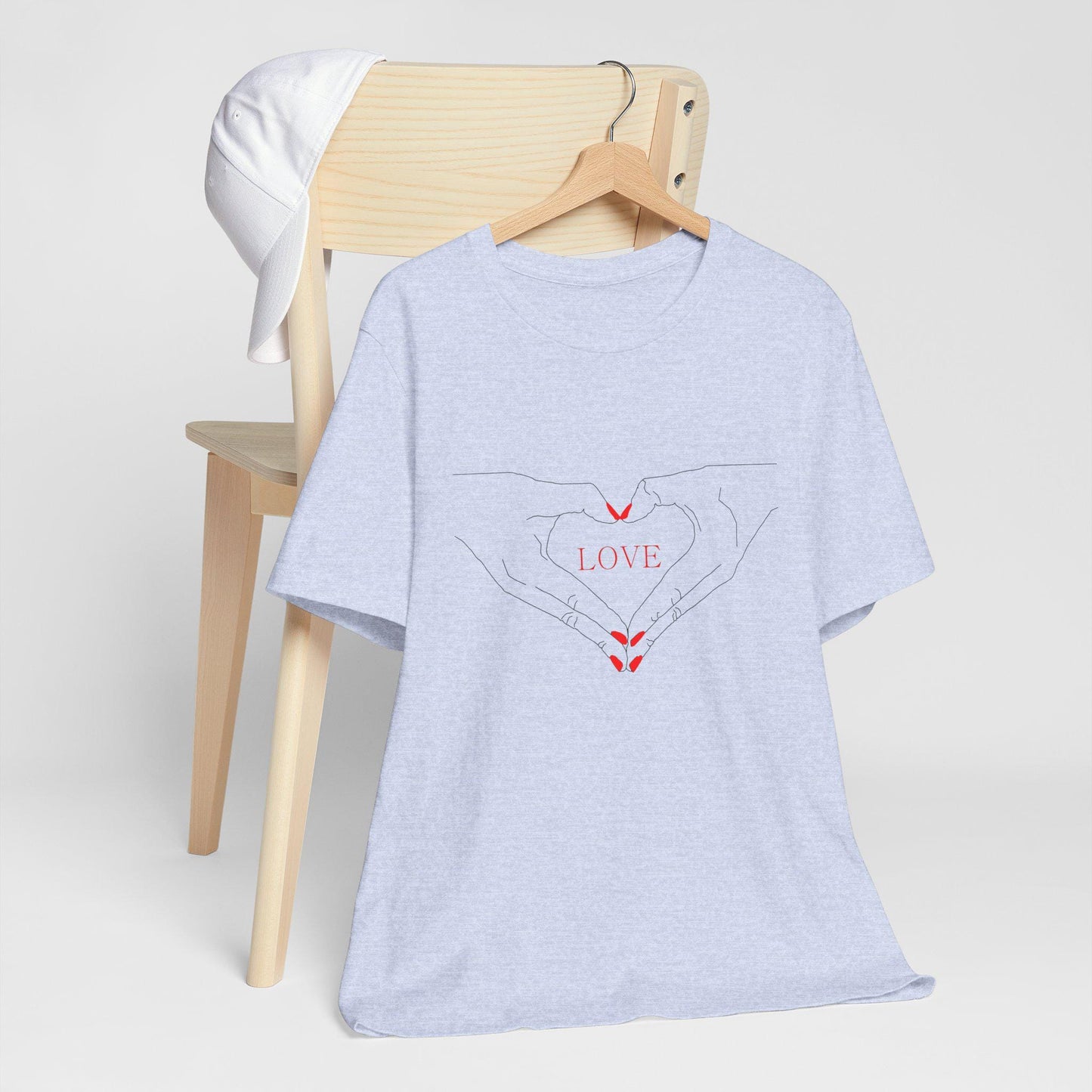 I Heart Love Hands Unisex Jersey Tee, Cute Couple Shirt, Gift for Her, Gift for Him, Valentine's Day Gift, Everyday Casual Wear