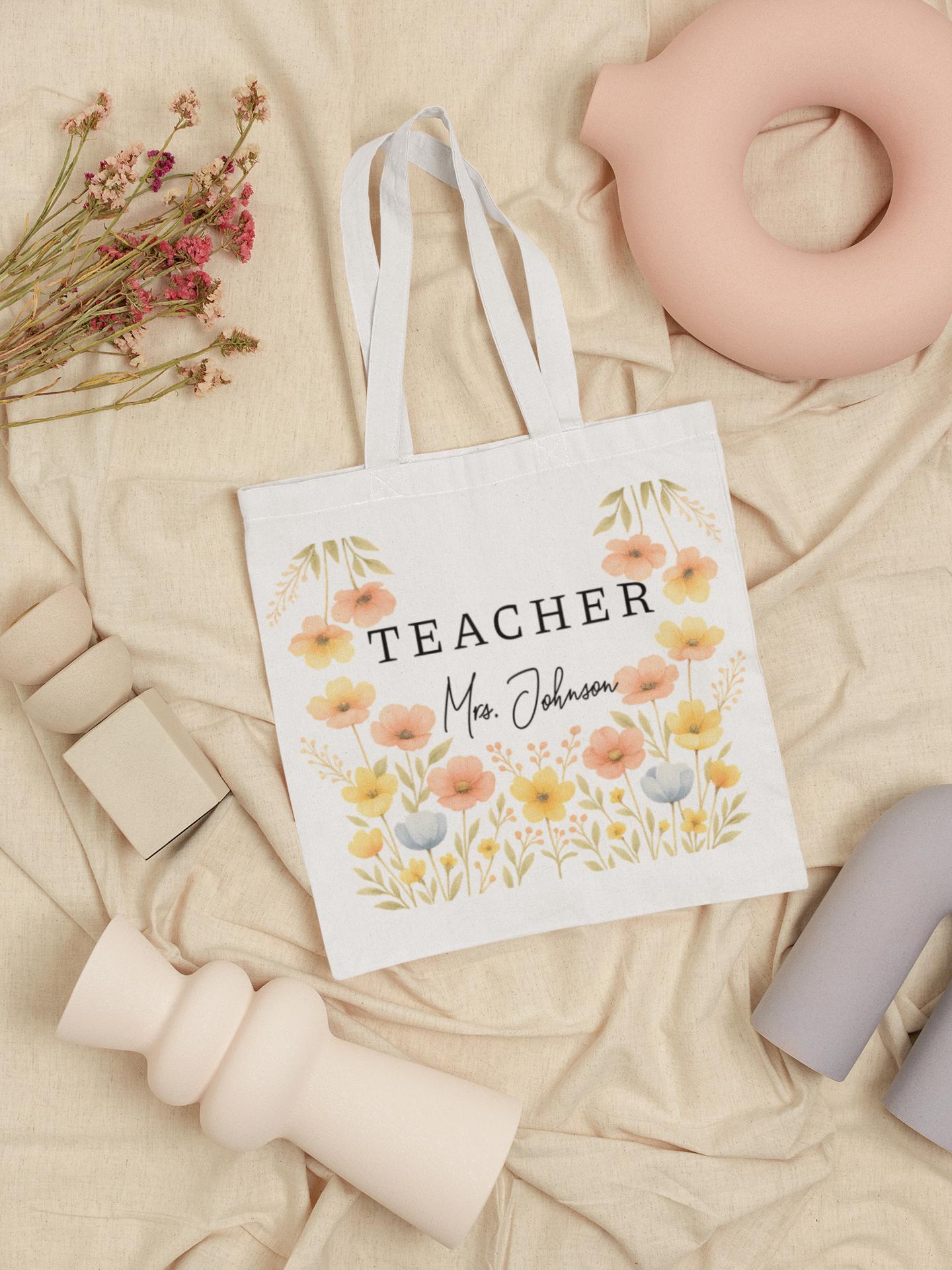 Personalized Teacher Name Tote Bag - Perfect Gift for Educators, Back to School, Classroom Essential, Teacher Appreciation, Eco-Friendly Bag