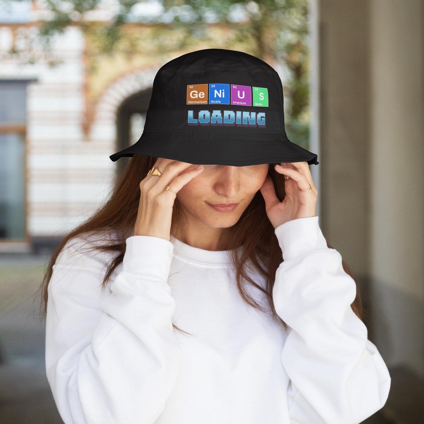 Genius Loading Bucket Hat, Fun Embroidered Hat, Bucket Hat for Hiking, Fun Outdoor Bucket Hat, Cool Teacher Students Bucket Hat Gifts