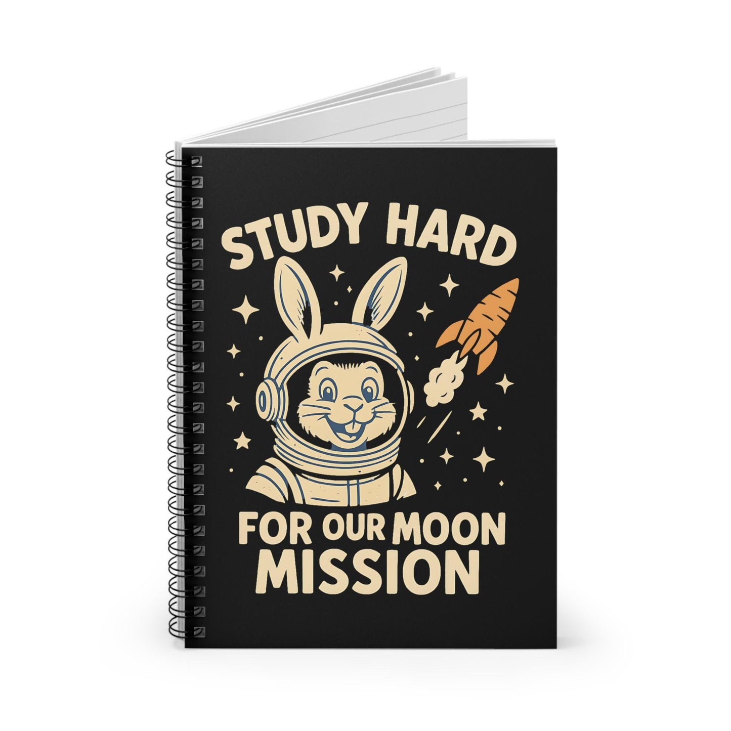 Astronaut Bunny Spiral Notebook - Study Hard for Our Moon Mission, Students Teachers STEM Gift Cute, Study Notes Planner Back to School